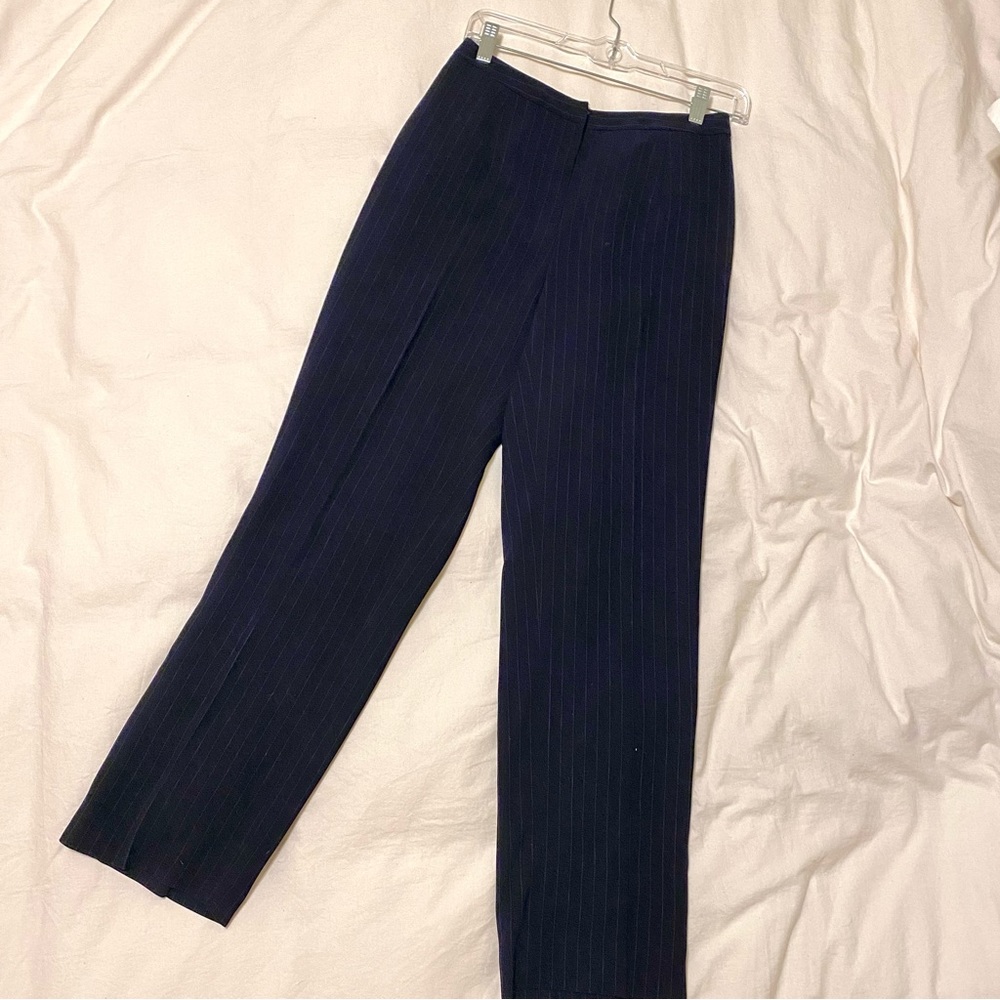 LOFT navy blue pinstripe trousers
